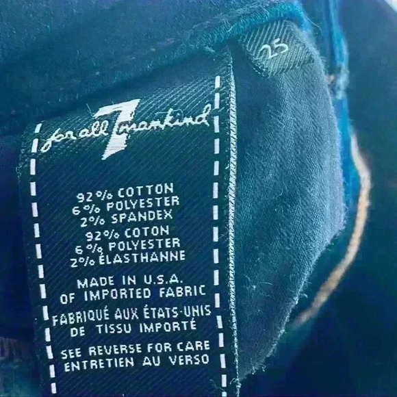HOST PICK ❤️ 7 For all Mankind The Skinny Stretch Low Rise Blue Jean size 25 - Picture 7 of 14